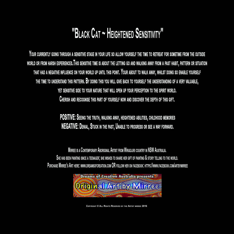 Luxury Black Cat Aboriginal Art Animal Dreaming Square Greeting Card Single by Mirree