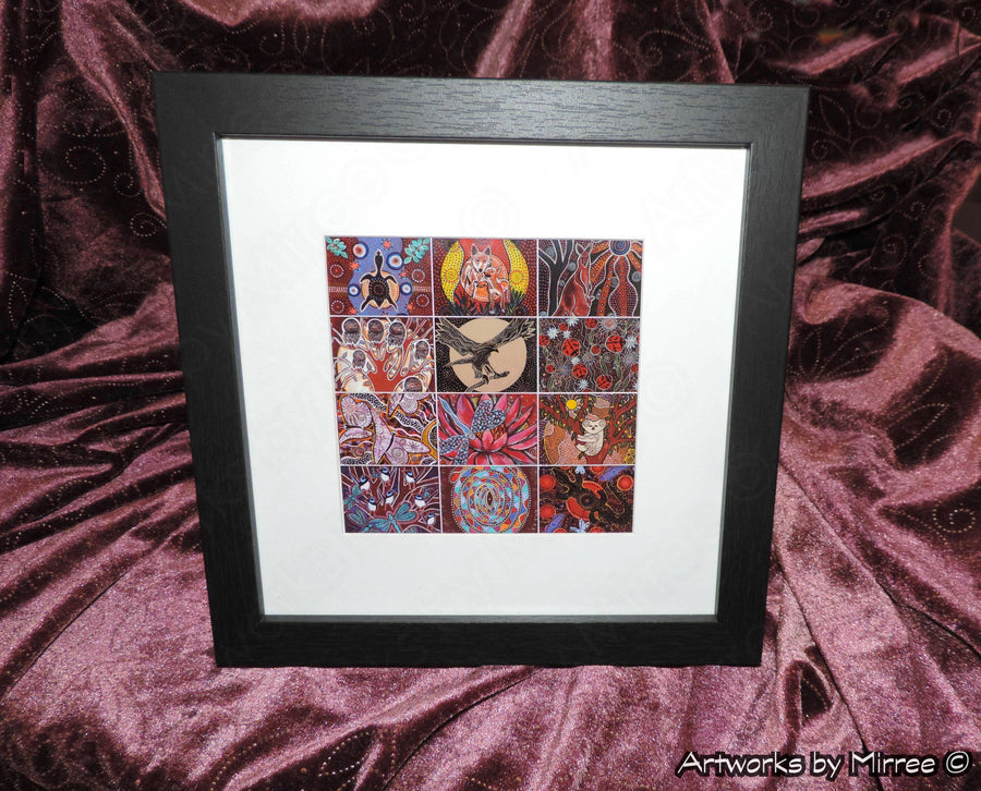 'MOST POPULAR ANIMAL DREAMINGS' 20cm Framed PHOTOGRAPH by Mirree Contemporary Aboriginal Art