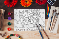 Thumbnail for 'Happy Halloween Colouring Single PDF Page COLOURING PAGE' by Mirree Contemporary Dreamtime Series