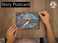 Thumbnail for 'Kookaburra with Flower Medicine' Aboriginal Art A6 Story PostCard Single by Mirree